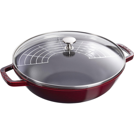 Litinová poklice na pánev wok STAUB 30 cm grenadina