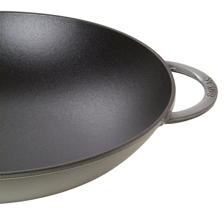 Litinová poklice na pánev wok STAUB 37 cm grafitová