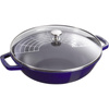 Litinová poklice na pánev wok STAUB 30 cm modrá