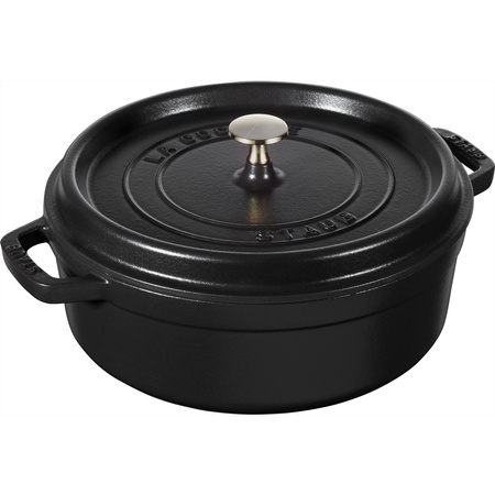 Litinový kulatý mělký hrnec STAUB 3,8 l černý