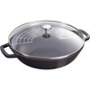 Litinová poklice na pánev WOK STAUB 30 cm černá