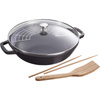 Litinová poklice na pánev WOK STAUB 30 cm černá