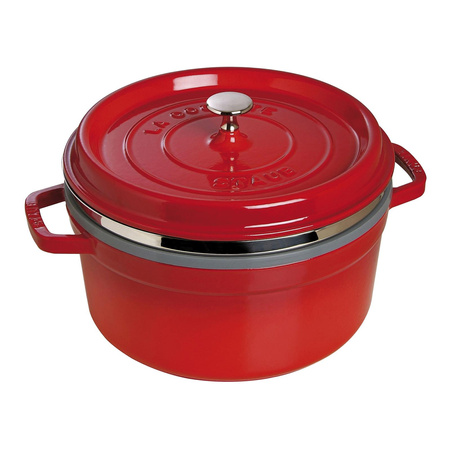 STAUB litinový hrnec s kulatou vložkou 5,25 ltr červený.