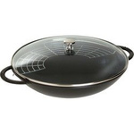 Litinová poklice na pánev wok STAUB 37 cm černá