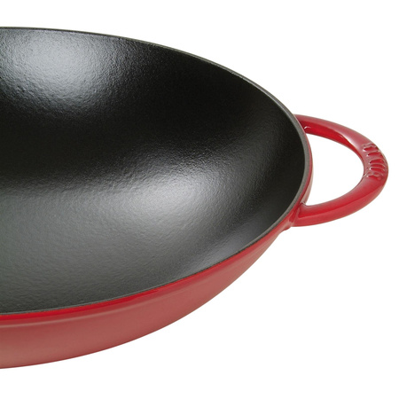 Litinová poklice na pánev wok STAUB 37 cm červená